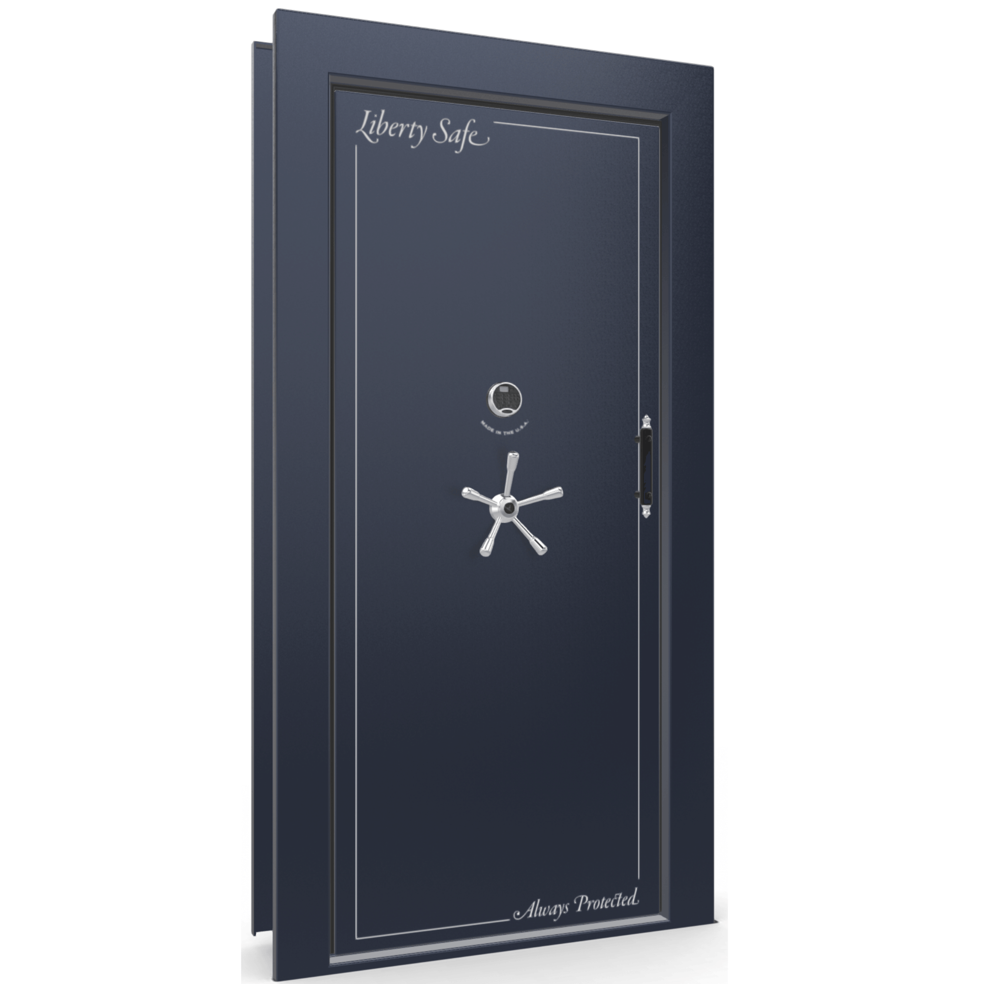 Vault Door Series | In-Swing | Left Hinge | Blue Gloss | Electronic Lock - closed