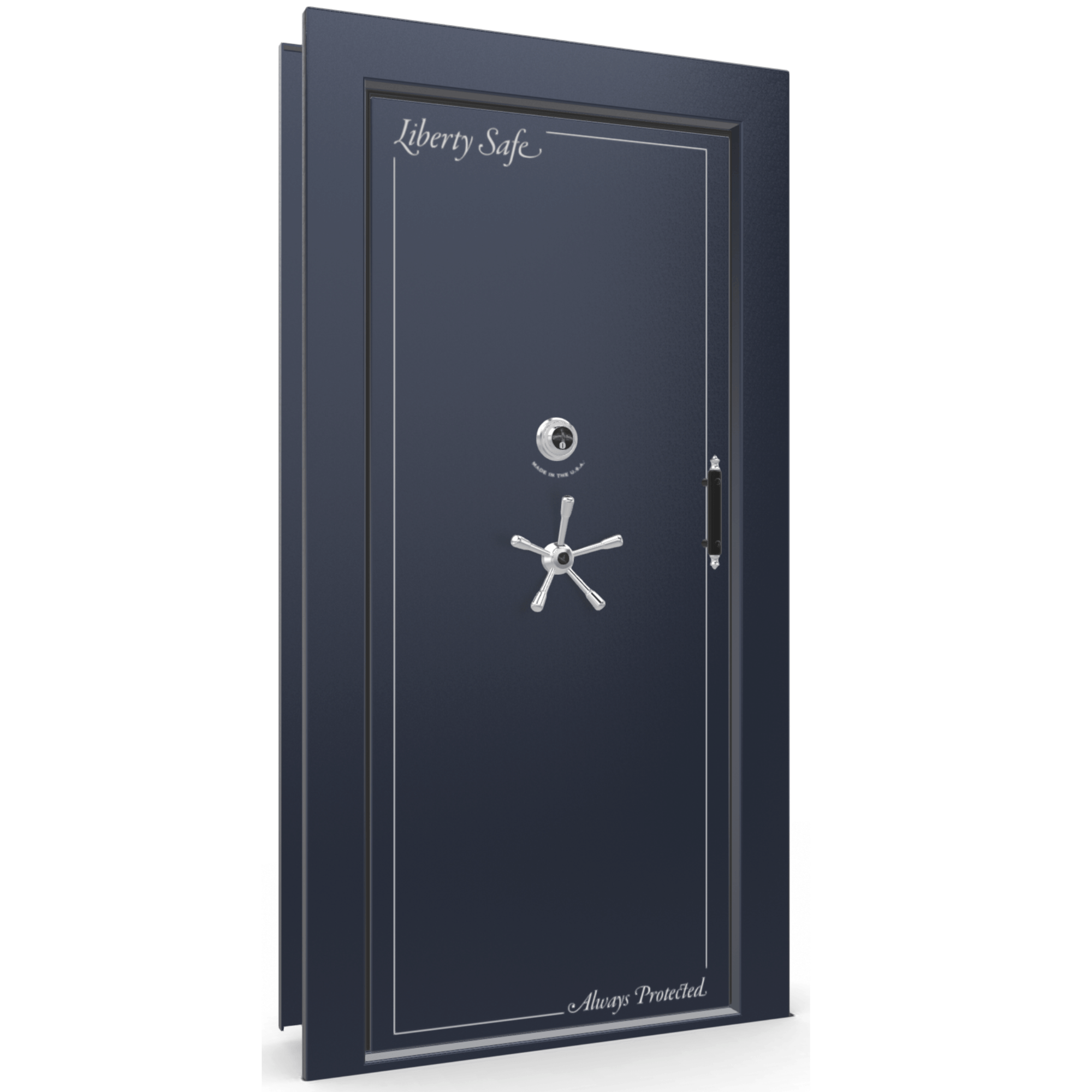 Vault Door Series | In-Swing | Left Hinge | Blue Gloss | Mechanical Lock - closed