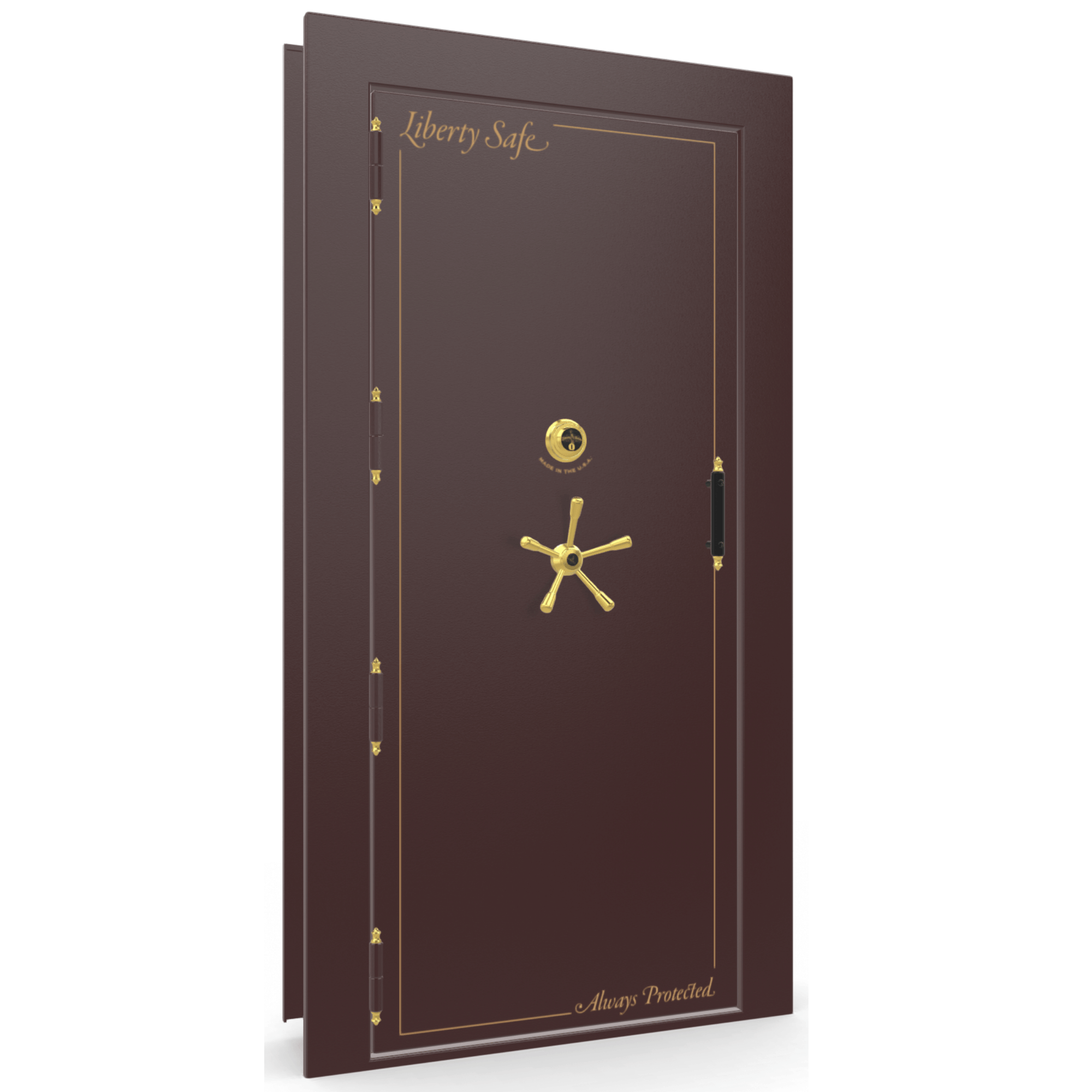 Vault Door Series | Out-Swing | Left Hinge | Burgundy Marble | Mechanical Lock - closed
