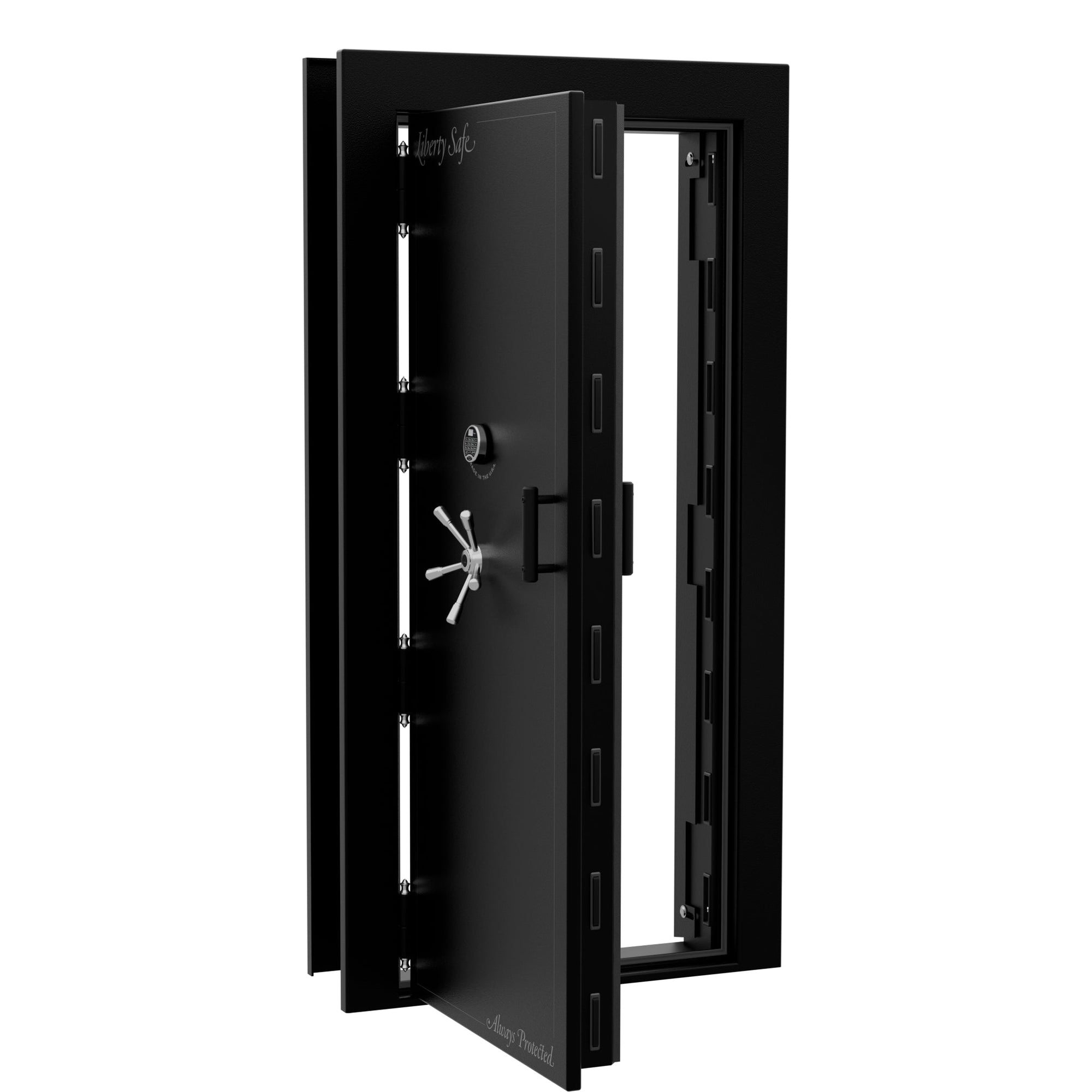 Vault Door Series | Out-Swing | Left Hinge | Black Textured | Electronic Lock - open