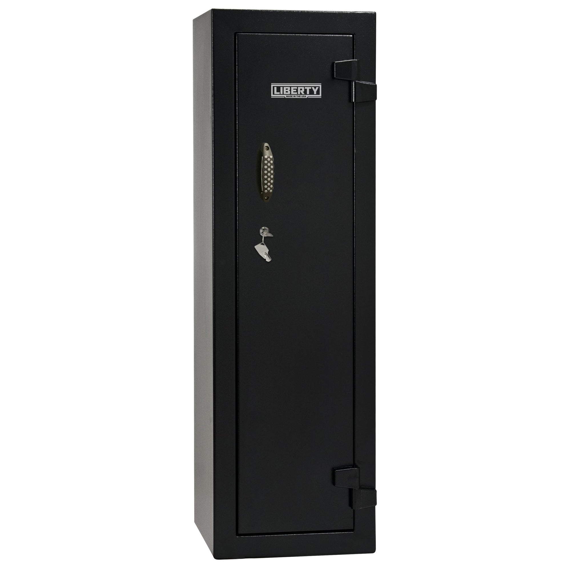 Gun Cabinet 14 | Dimensions: 59"(H) x 18"(W) x 16"(D*) | Textured Black - Closed