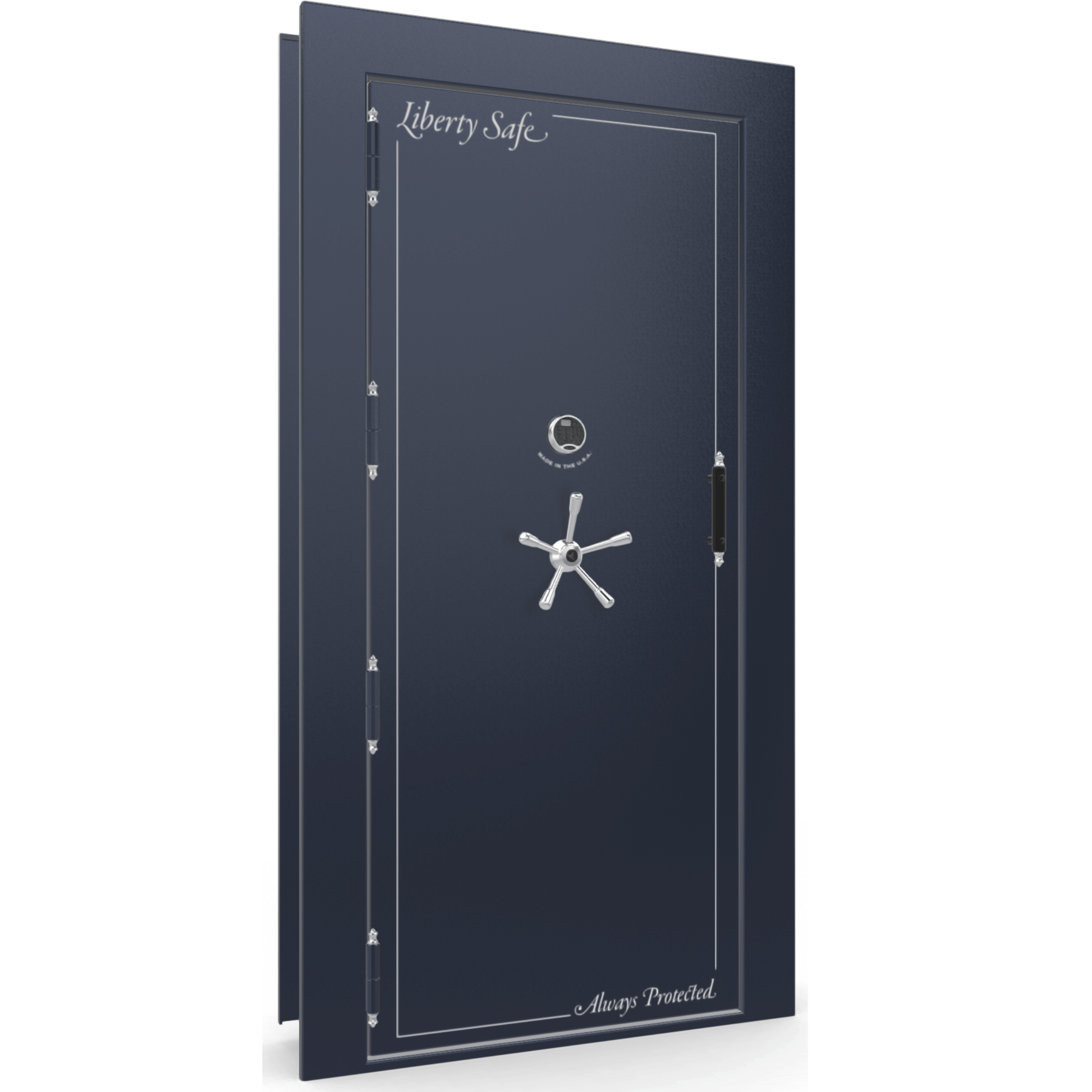 Vault Door Series | Out-Swing | Left  Hinge | Blue Gloss | Electronic Lock - closed