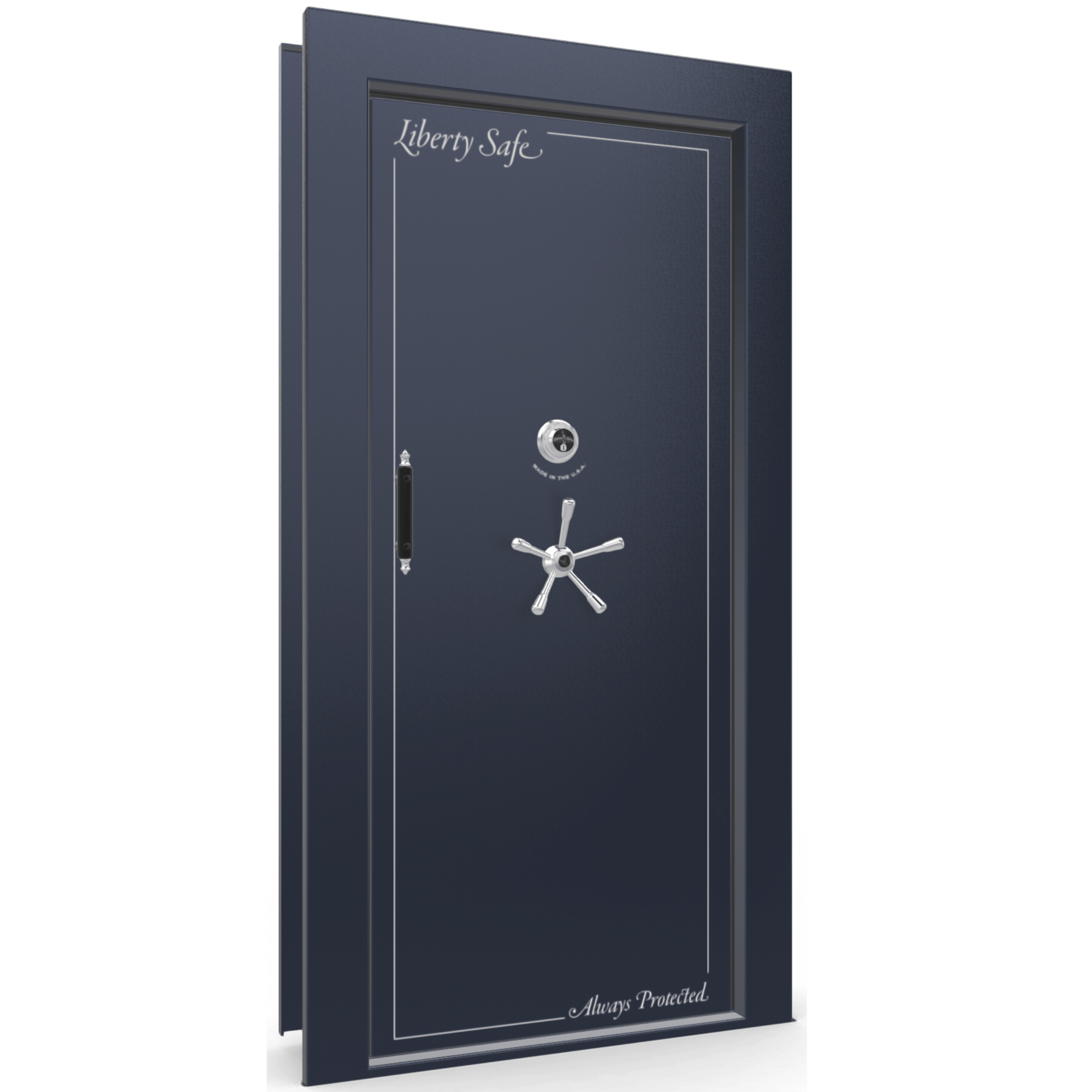 Vault Door Series | In-Swing | Right Hinge | Blue Gloss | Mechanical Lock - closed